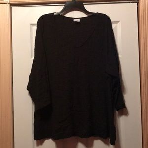 Jaclyn Smith Black Crinkle Dress Blouse 3/4 sleeve